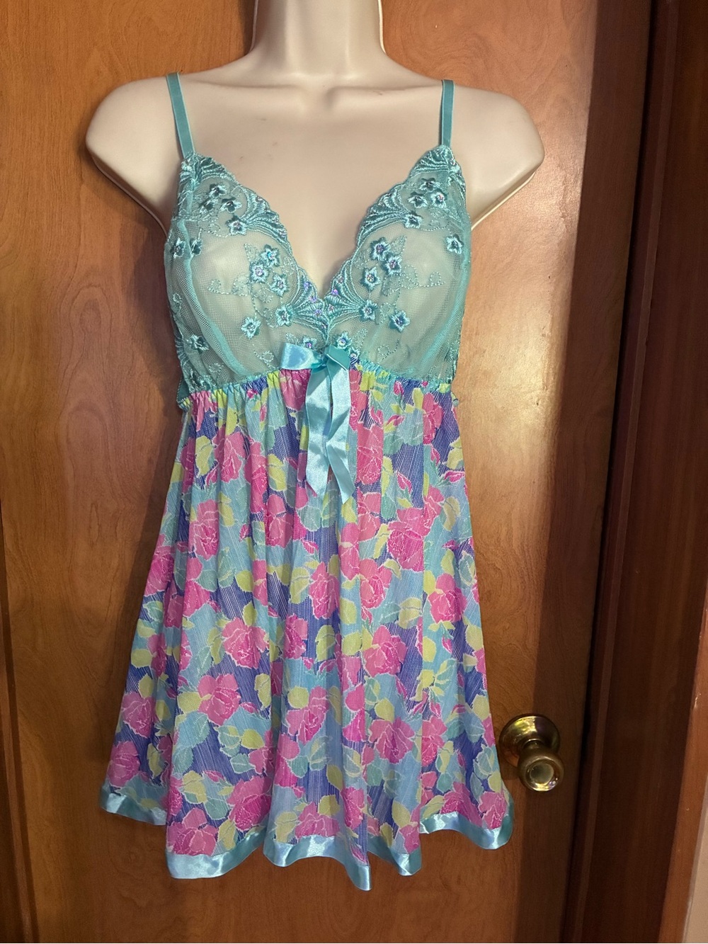 Sheer Floral Lace Babydoll Nightdress Lingerie Large